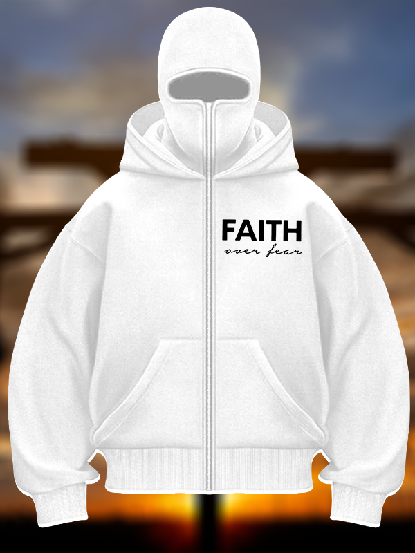 Faith over Fear Jesus God Christian Double Hooded Balaclava Hoodie