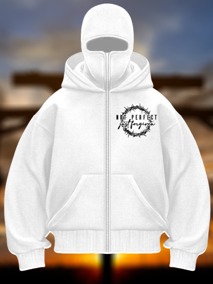 Not Perfect Just Forgiven Religious Jesus God Christian Double Hooded Balaclava Hoodie