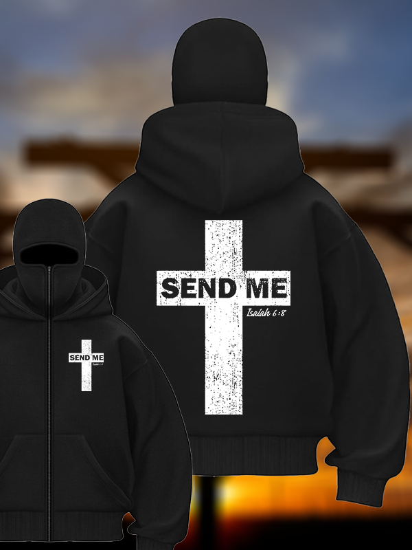 Send Me Isaiah 6:8 Jesus God Christian Double Hooded Balaclava Hoodie