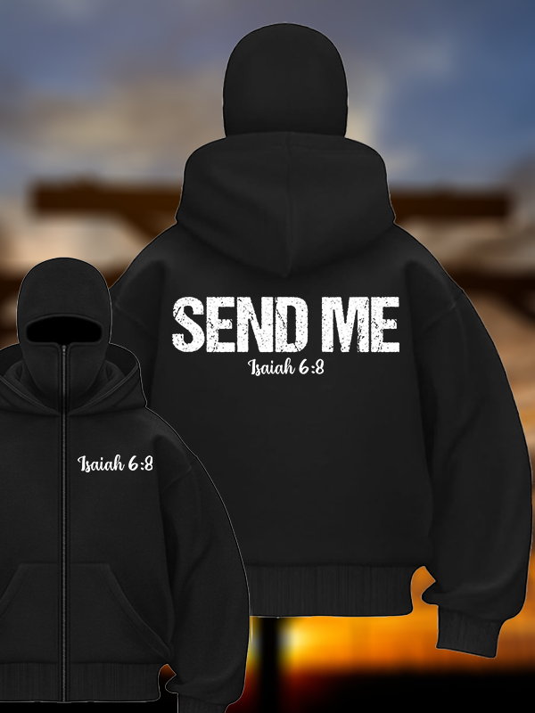 Isaiah 6:8 - SEND ME Jesus God Christian Double Hooded Balaclava Hoodie