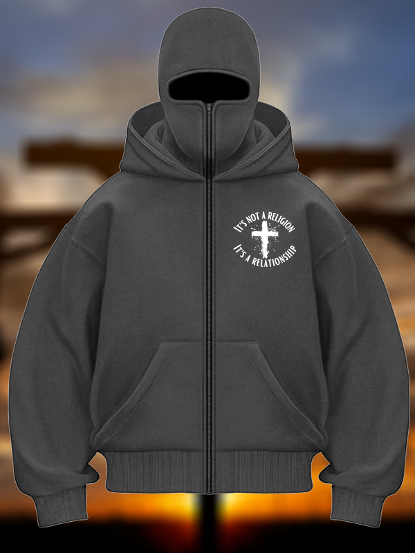 It's Not A Religion It's A Relationship Jesus God Christian Double Hooded Balaclava Hoodie