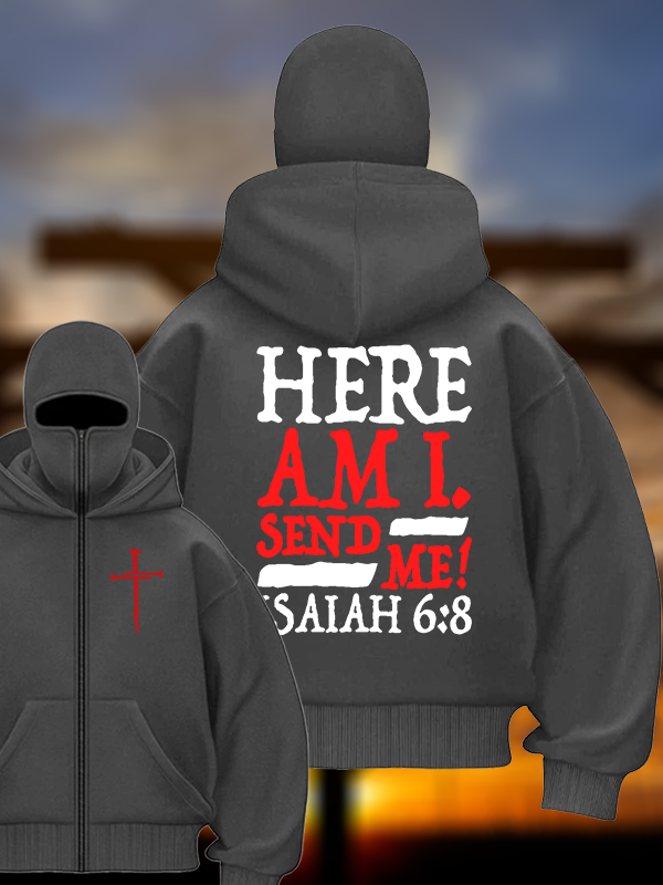Isaiah 6:8 Send Me!  Jesus God Christian Double Hooded Balaclava Hoodie