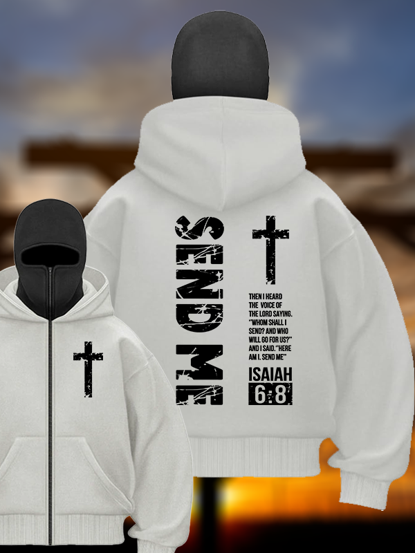 Send Me Isaiah 6:8  Jesus God Christian Double Hooded Balaclava Hoodie