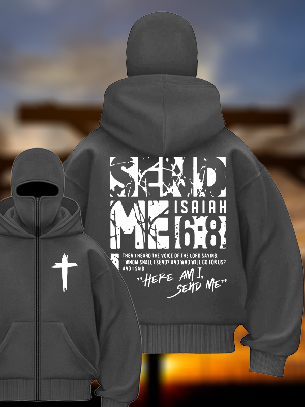 Send Me Isaiah 6:8 Jesus God Christian Double Hooded Balaclava Hoodie