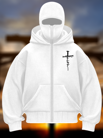Cross Jesus God Christian Double Hooded Balaclava Hoodie