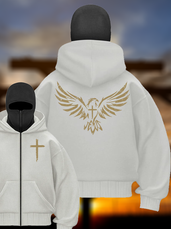 Wings Like Eagles Jesus God Christian Double Hooded Balaclava Hoodie