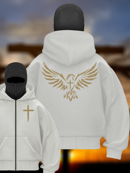 Wings Like Eagles Jesus God Christian Double Hooded Balaclava Hoodie
