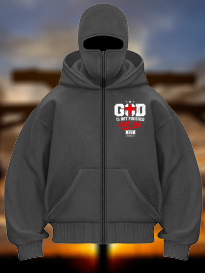 God Is Not Finished With Me Philippians 1:5 Jesus God Christian Double Hooded Balaclava Hoodie