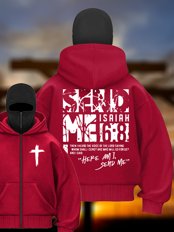 Send Me Isaiah 6:8 Jesus God Christian Double Hooded Balaclava Hoodie