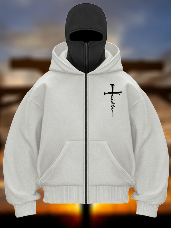 Cross Jesus God Christian Double Hooded Balaclava Hoodie