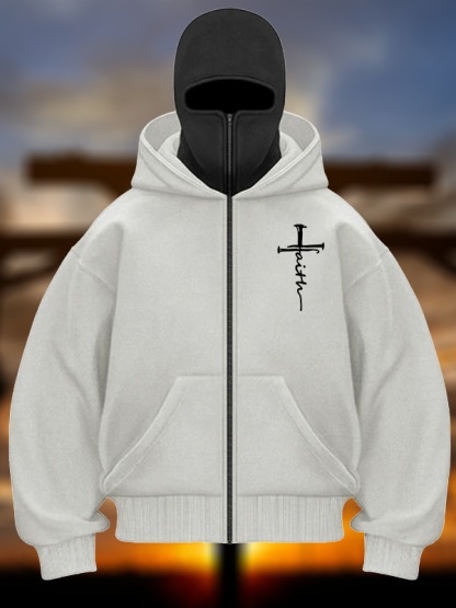 Cross Jesus God Christian Double Hooded Balaclava Hoodie