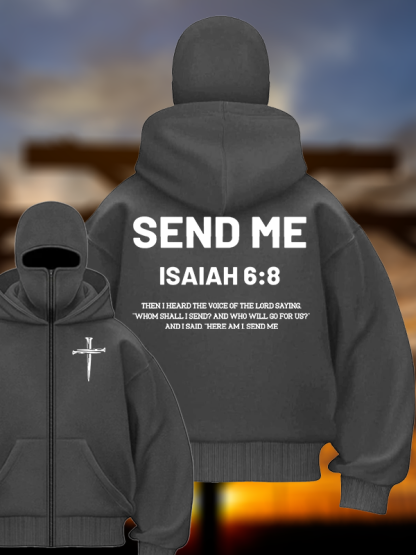 SEND ME  Jesus God Christian Double Hooded Balaclava Hoodie