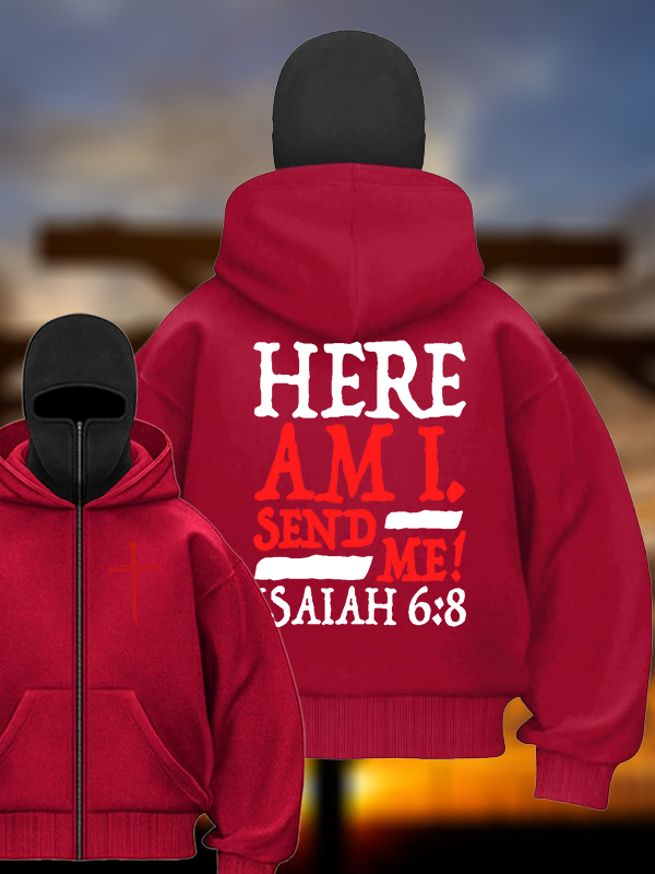 Isaiah 6:8 Send Me!  Jesus God Christian Double Hooded Balaclava Hoodie