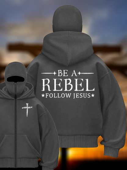 Be A Rebel Follow Jesus Jesus God Christian Double Hooded Balaclava Hoodie