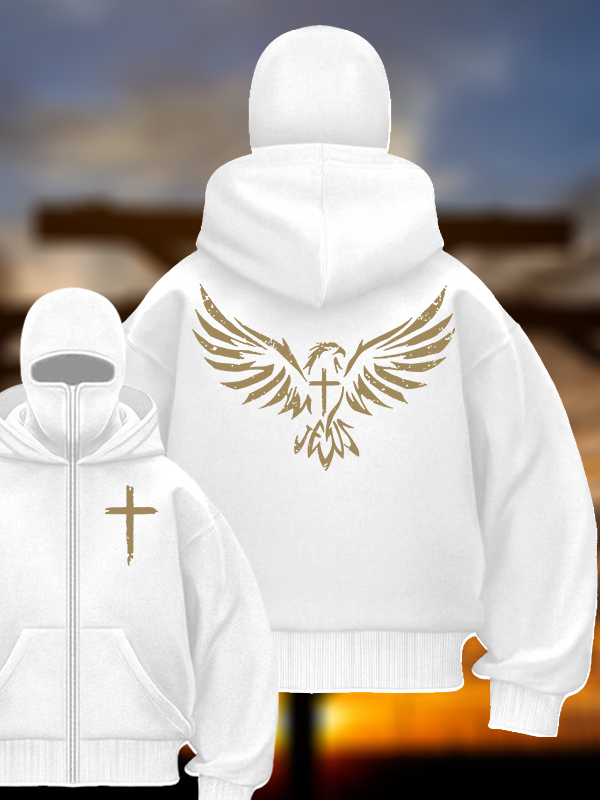 Wings Like Eagles Jesus God Christian Double Hooded Balaclava Hoodie