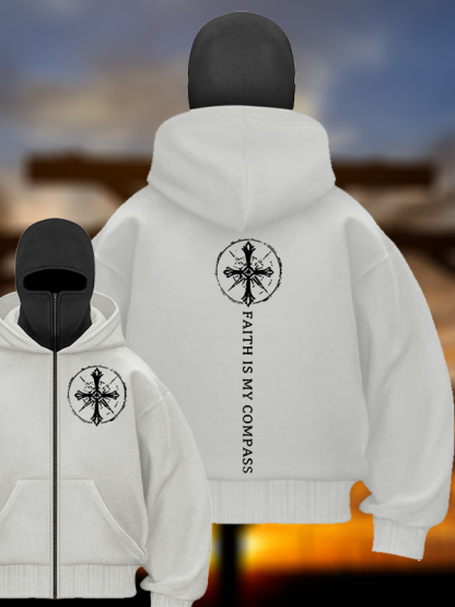 Faith Is My Compass Jesus God Christian Double Hooded Balaclava Hoodie