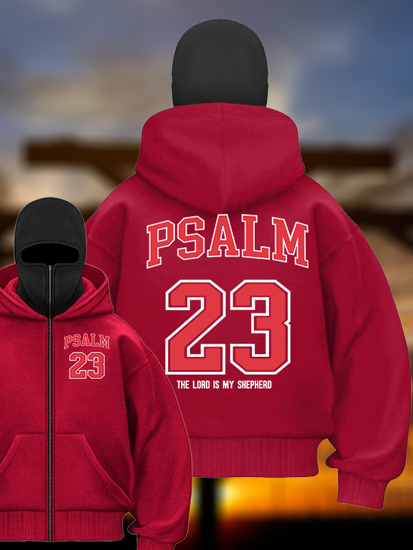 Psalm 23 Jesus God Christian Double Hooded Balaclava Hoodie