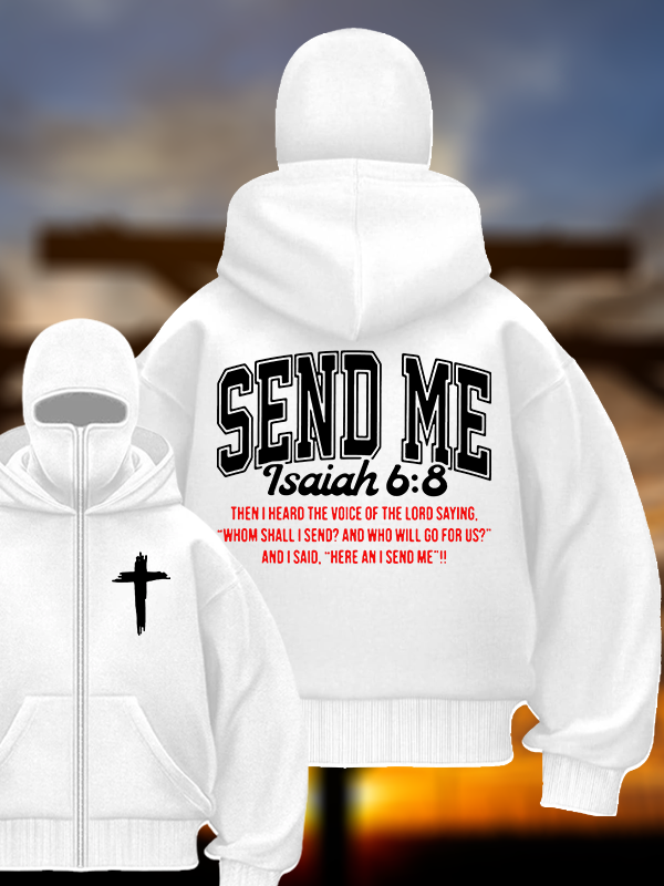 Send Me Isaiah 6:8 Jesus God Christian Double Hooded Balaclava Hoodie
