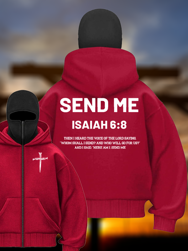 SEND ME  Jesus God Christian Double Hooded Balaclava Hoodie