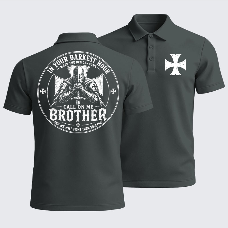 Men’s Premium Cotton Polo Shirt - Call On Me Brother – Knights of Faith