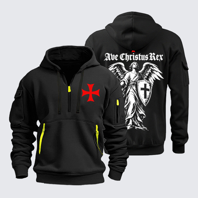 Zipper Hoodies Ave Christus Rex – Christ the King Christian Angel