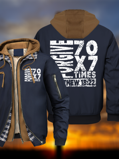 Forgive 70X7 Times Warm Hooded Bomber Jacket