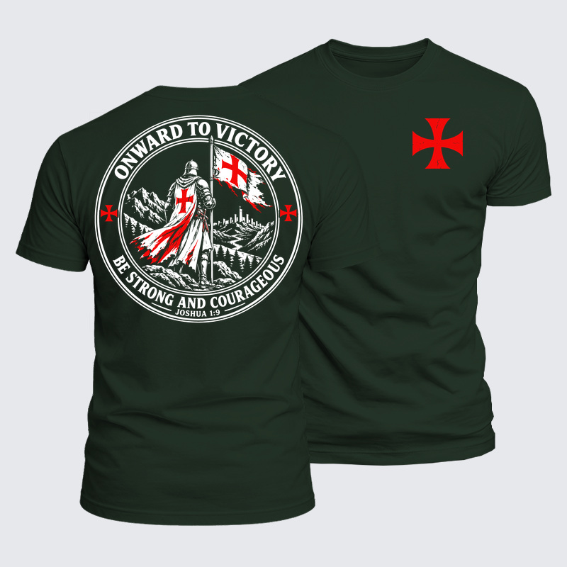 Luxe Mercerized Cotton Tee - Onward To Victory，Be Strong And Courageous