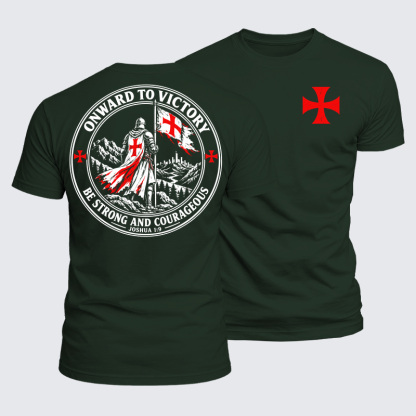 Luxe Mercerized Cotton Tee - Onward To Victory，Be Strong And Courageous
