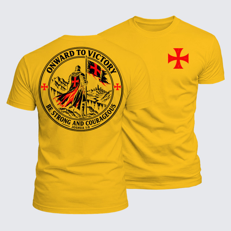 Luxe Mercerized Cotton Tee - Onward To Victory，Be Strong And Courageous