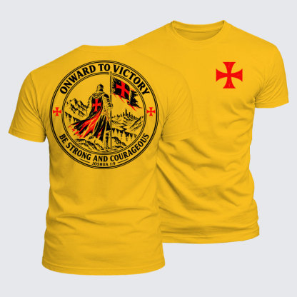 Luxe Mercerized Cotton Tee - Onward To Victory，Be Strong And Courageous
