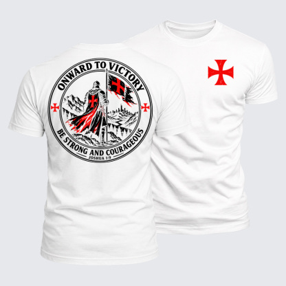 Luxe Mercerized Cotton Tee - Onward To Victory，Be Strong And Courageous