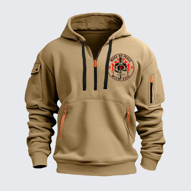 Zipper Hoodies - Make No Peace with Evil Knight Templar Jerusalem Cross