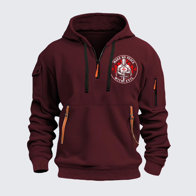 Zipper Hoodies - Make No Peace with Evil Knight Templar Jerusalem Cross
