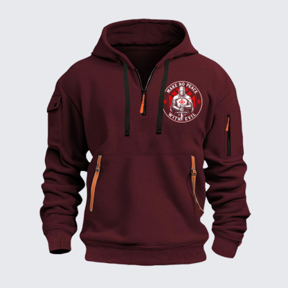 Zipper Hoodies - Make No Peace with Evil Knight Templar Jerusalem Cross