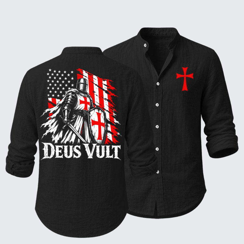 Long Sleeve Casual Shirt - Deus Vult – American Crusader Christian Knight