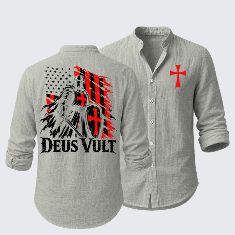 Long Sleeve Casual Shirt - Deus Vult – American Crusader Christian Knight