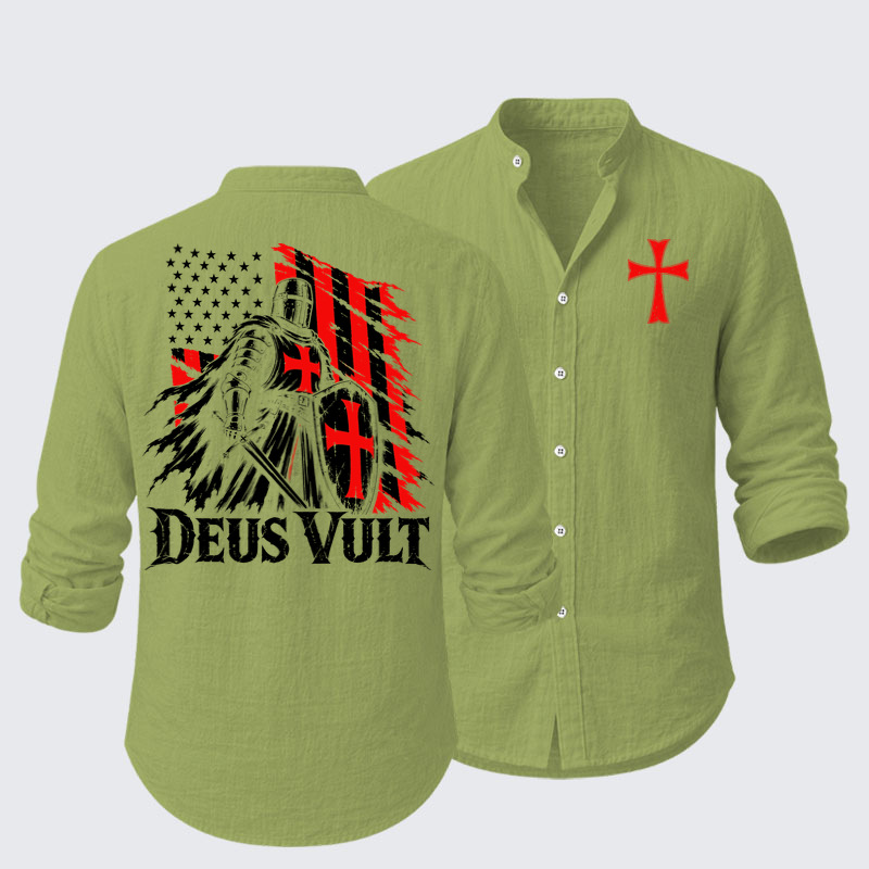 Long Sleeve Casual Shirt - Deus Vult – American Crusader Christian Knight
