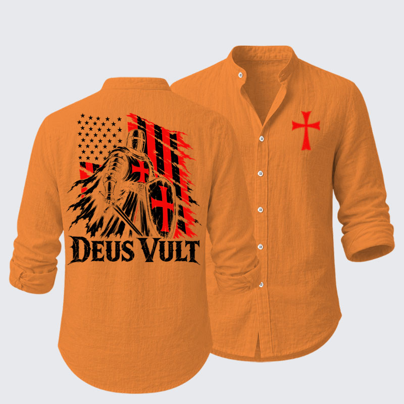 Long Sleeve Casual Shirt - Deus Vult – American Crusader Christian Knight