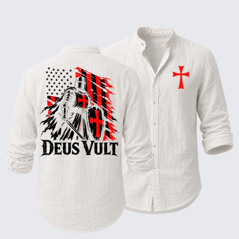 Long Sleeve Casual Shirt - Deus Vult – American Crusader Christian Knight