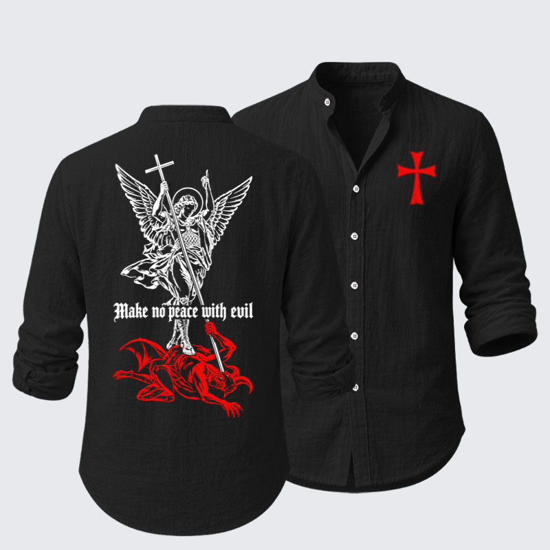 Long Sleeve Casual Shirt - Make No Peace with Evil – Saint Michael
