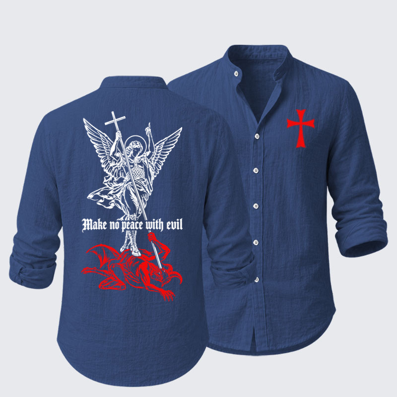 Long Sleeve Casual Shirt - Make No Peace with Evil – Saint Michael