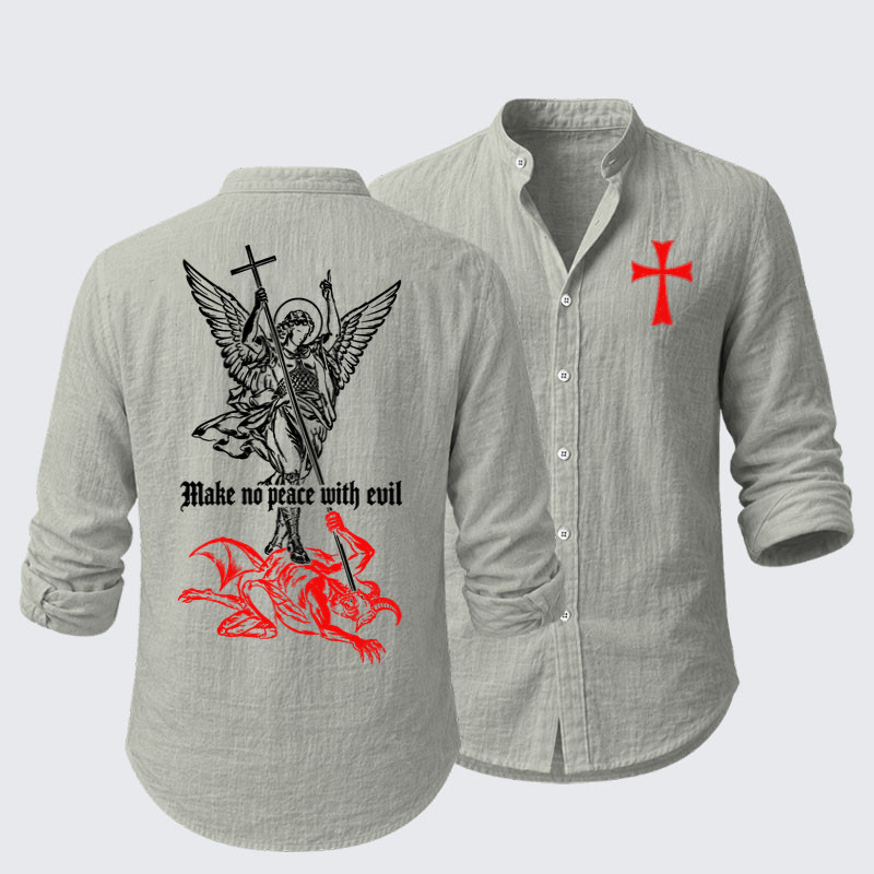 Long Sleeve Casual Shirt - Make No Peace with Evil – Saint Michael