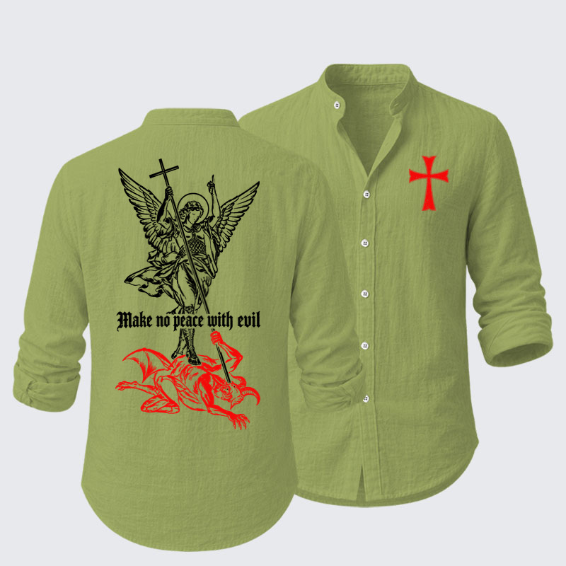 Long Sleeve Casual Shirt - Make No Peace with Evil – Saint Michael