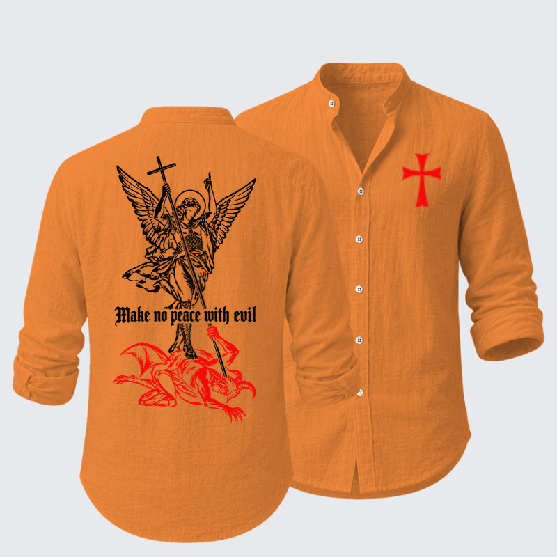 Long Sleeve Casual Shirt - Make No Peace with Evil – Saint Michael