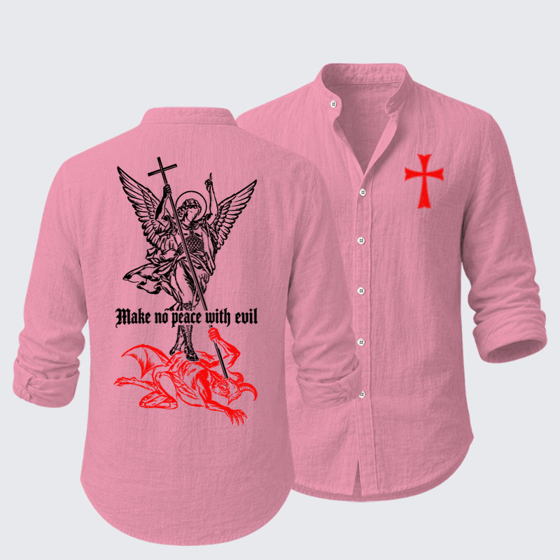 Long Sleeve Casual Shirt - Make No Peace with Evil – Saint Michael