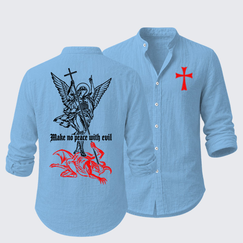 Long Sleeve Casual Shirt - Make No Peace with Evil – Saint Michael