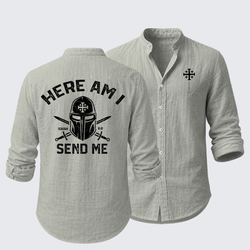 Long Sleeve Casual Shirt -Here Am I Send Me