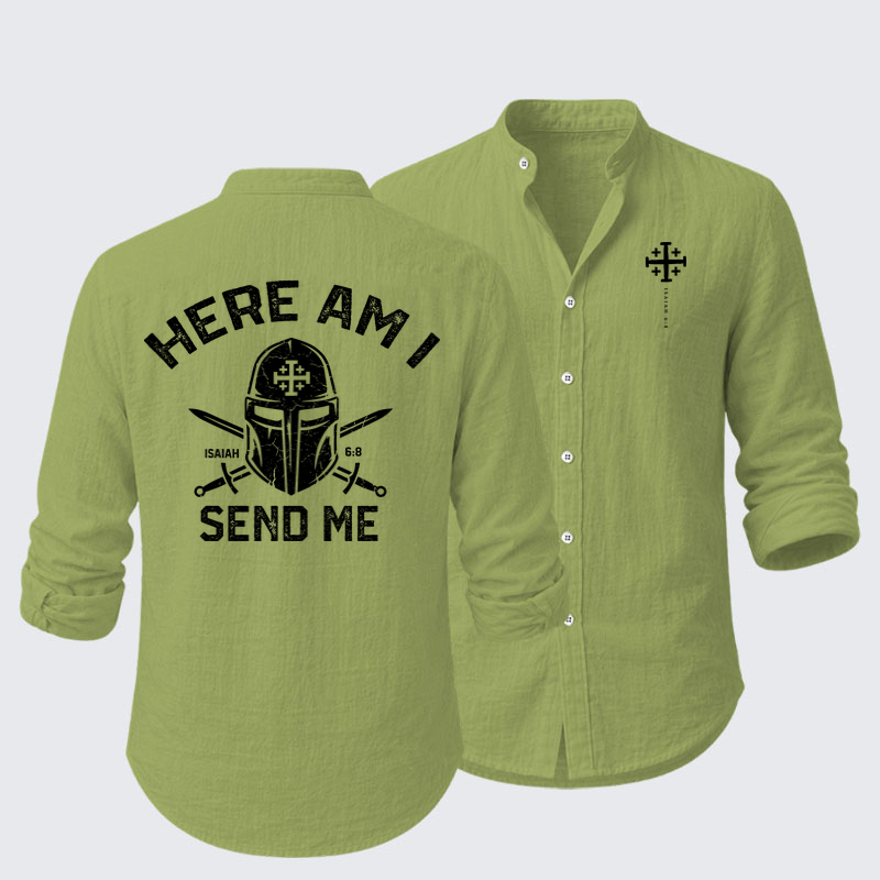 Long Sleeve Casual Shirt -Here Am I Send Me