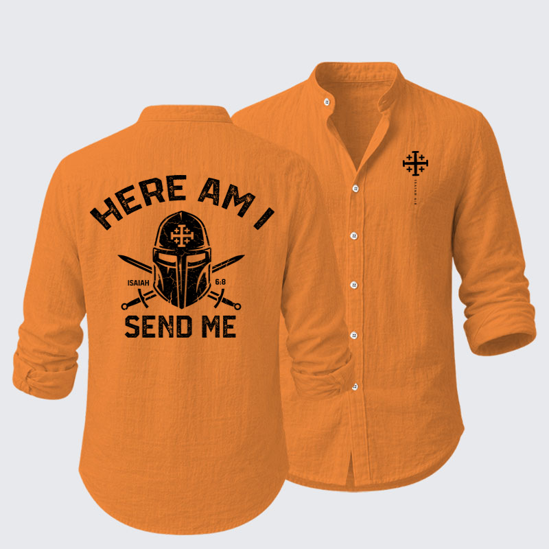 Long Sleeve Casual Shirt -Here Am I Send Me