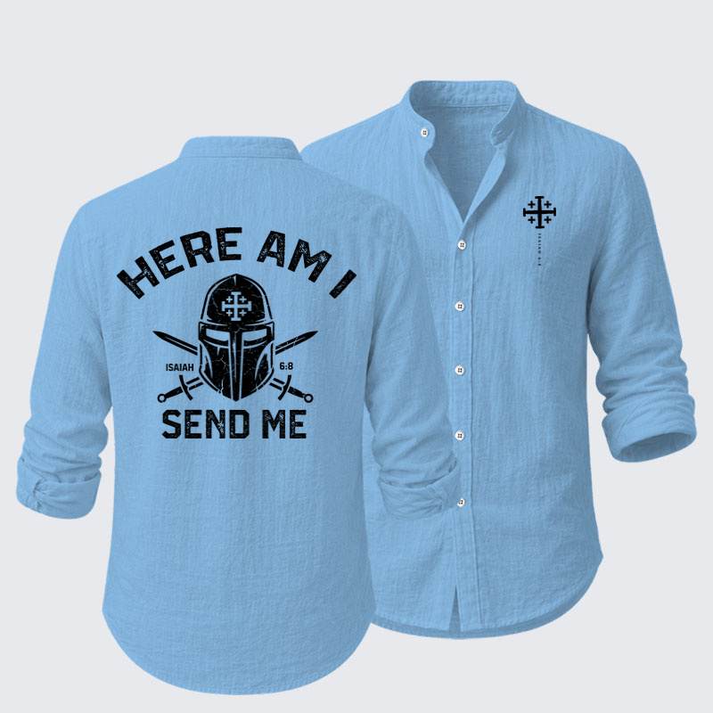 Long Sleeve Casual Shirt -Here Am I Send Me